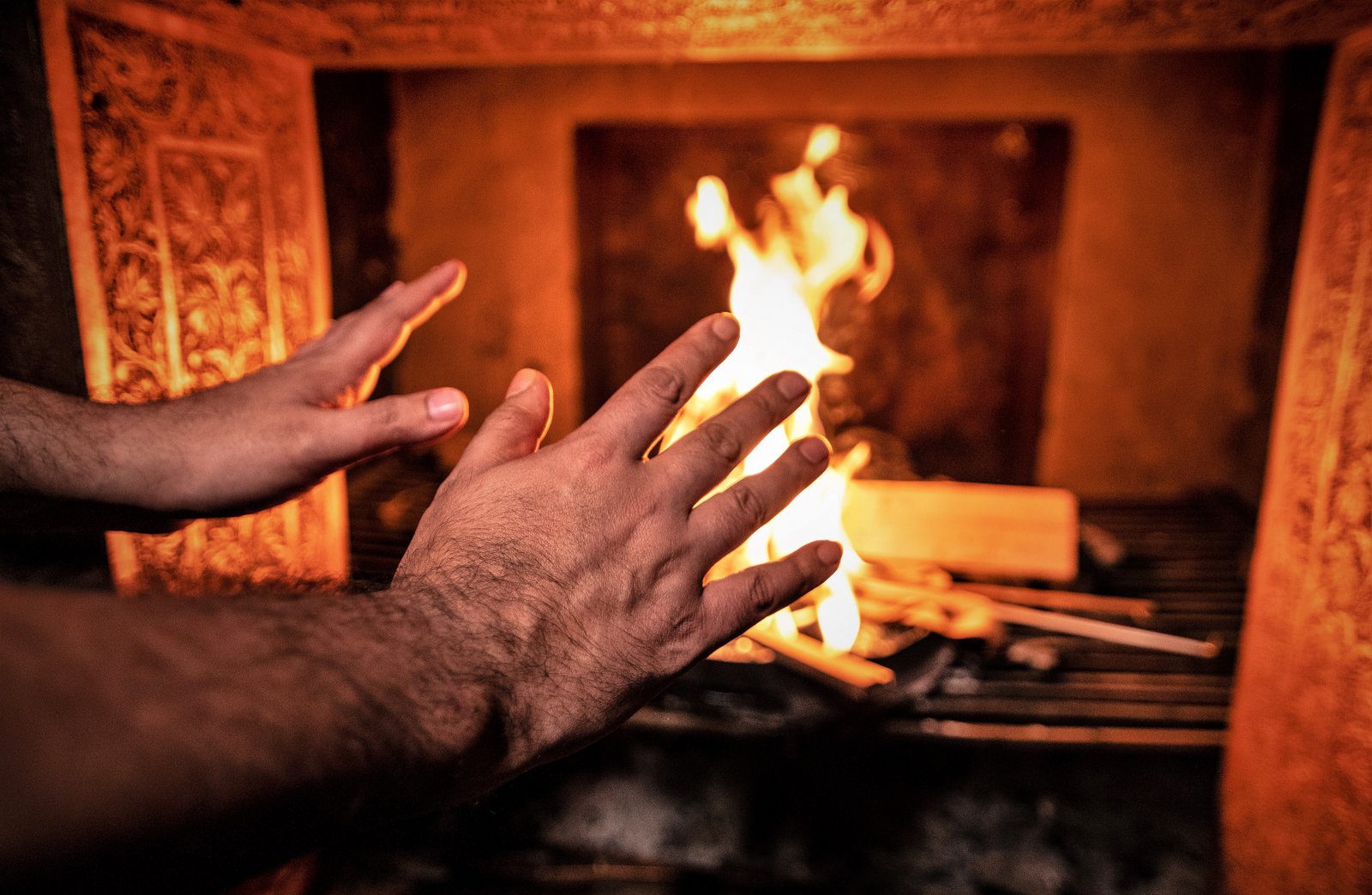 Wood-burning fireplace at Shangraff
